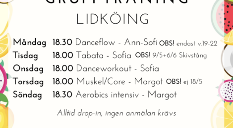 Sommarschema Gruppträning Lidköping